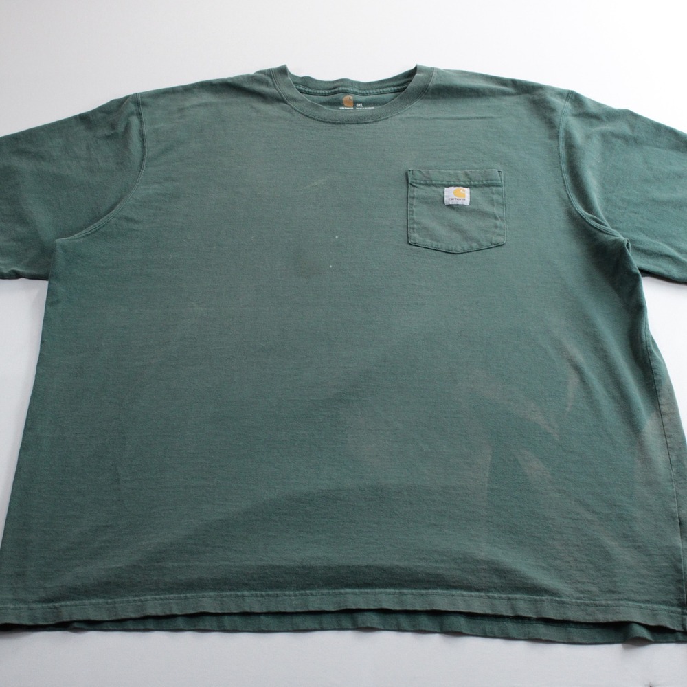 Carhartt Mens K87 Pocket T-Shirt 3XL Green Original Fit Workwear Tee Sun Faded